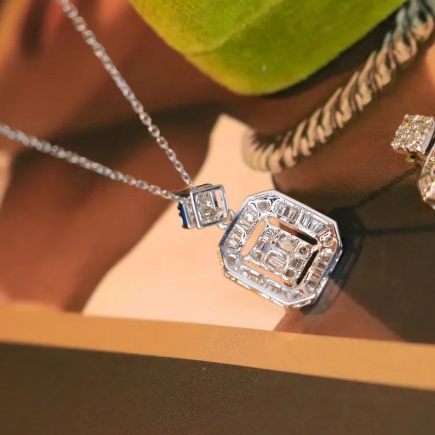 0.45ct Natural Diamond 18k Solid Gold Jewelry Diamond Pendant Necklace Women genuine diamond jewelry