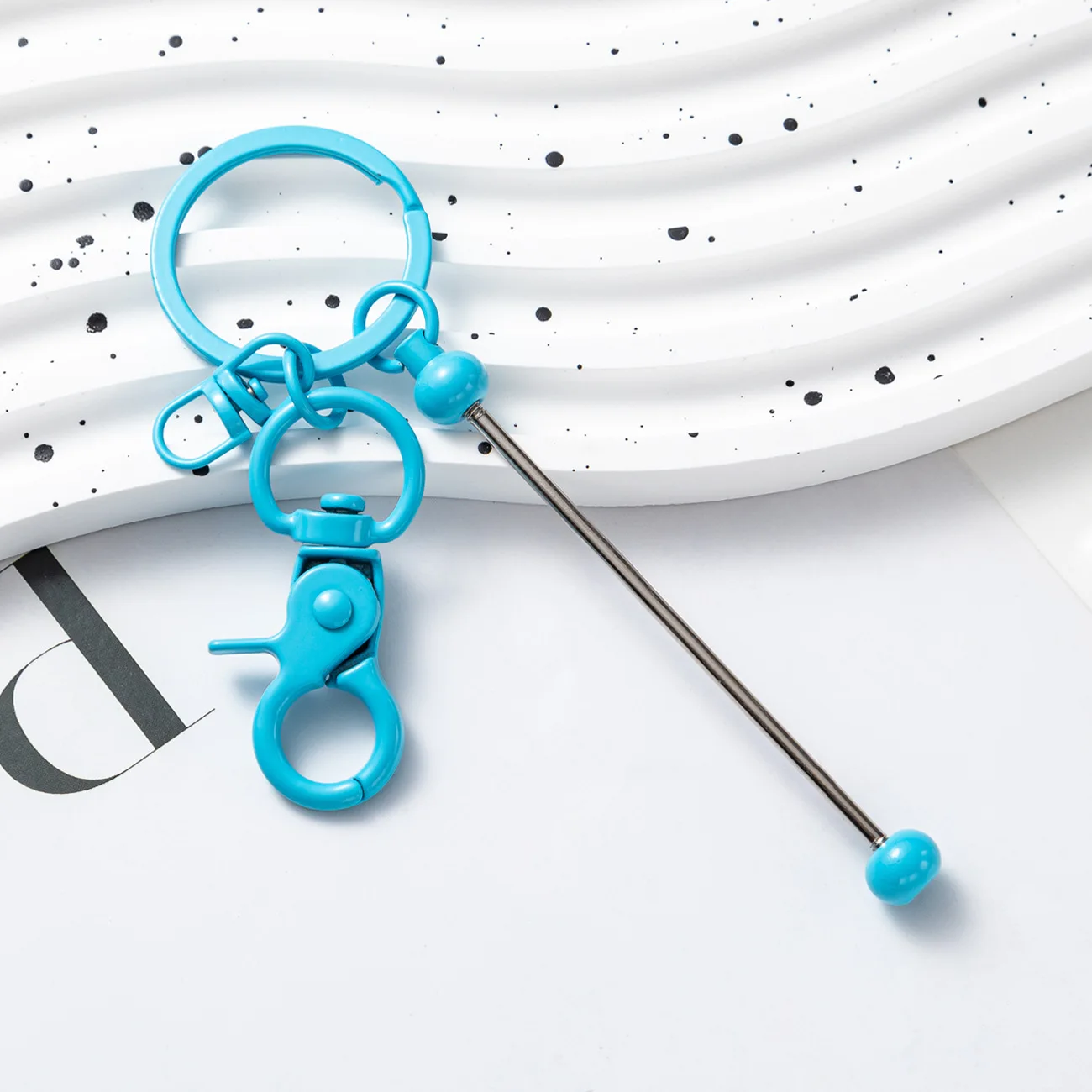 Metal DIY Craft Hook Keyring Crystal Add a Bead Key Chains Accessories Beadable Bar Keychain for Beads Keychain Making