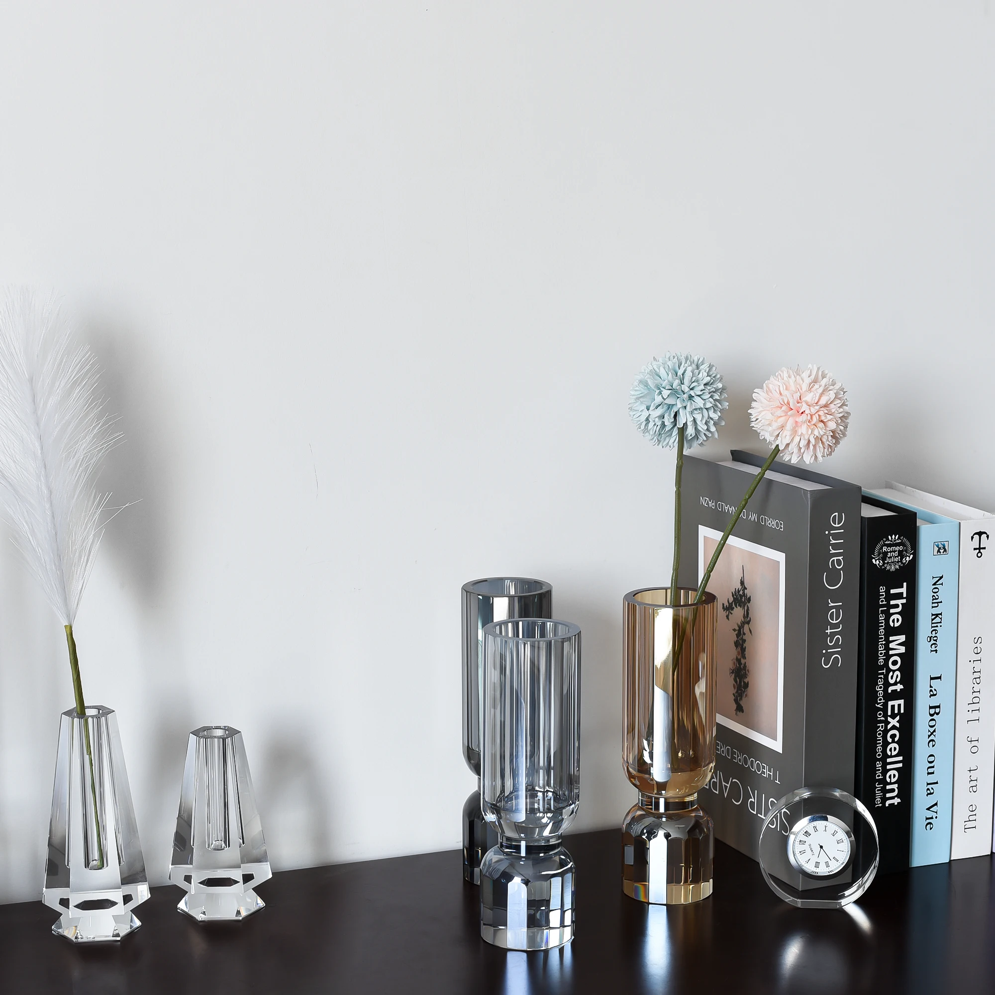 Centerpiece Crystal Decorative Colored Clear Crystal Flower Vase/Crystal Vases for Home Decoration