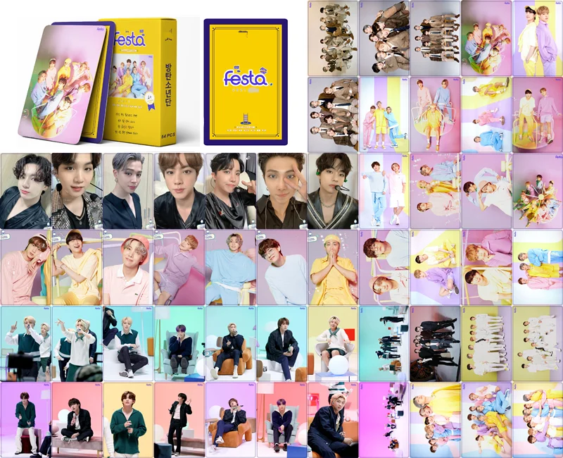  Оптовая продажа Kpop 54 шт./кор. Bangtan Boys FESTA 2021 8-я годовщина Фотокарта Lomo