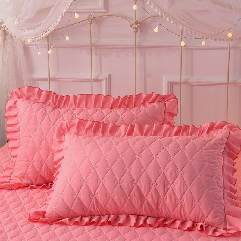 romantic maiden good pitch polyester towel embroidery korean bedding set lace warm bed skirt lace lotus leaf edge