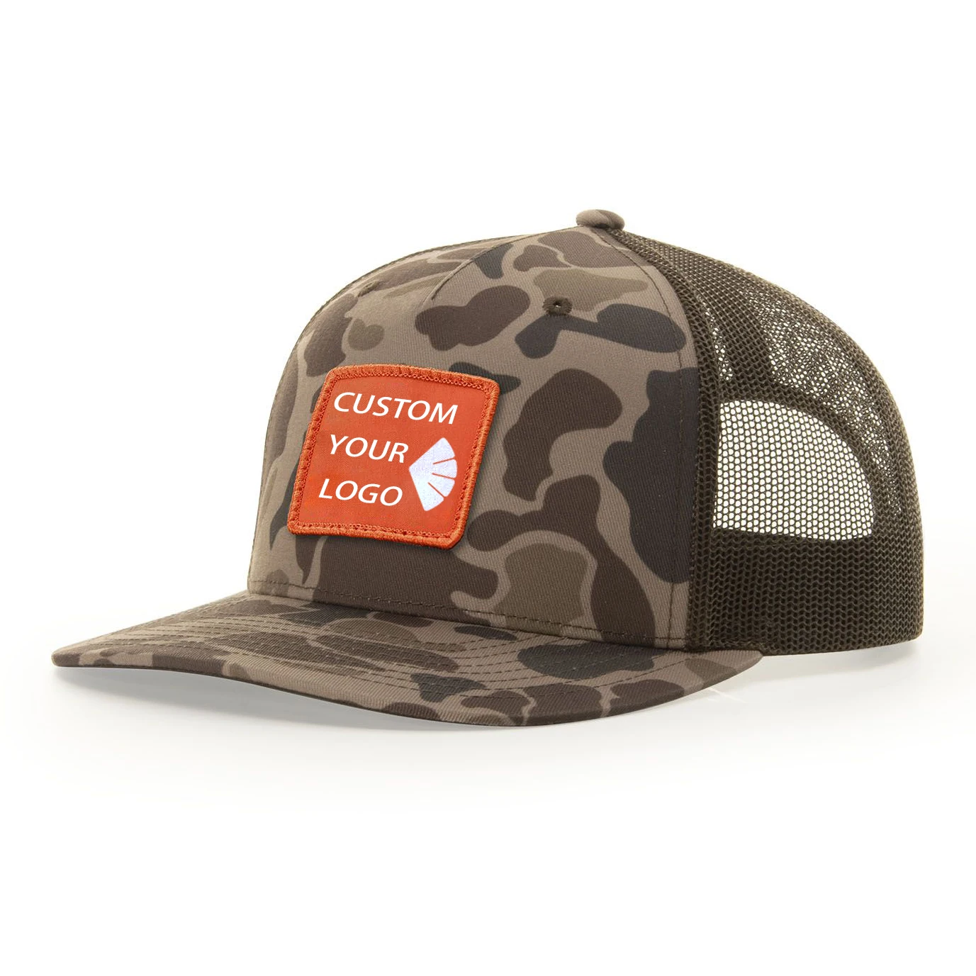 Pre curved Twill/Polyester Mesh 5-panel Camouflage Prints Blank Custom real tree 112 Camo Trucker Hats