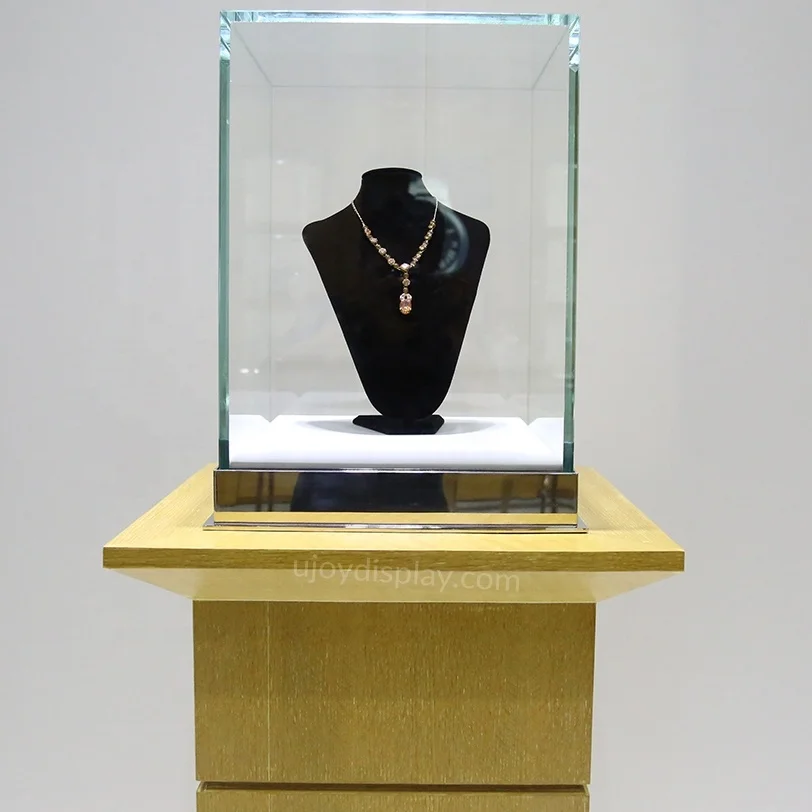 wood jewelry showcase jewelry pedestal display glass vitrine wooden display showcase