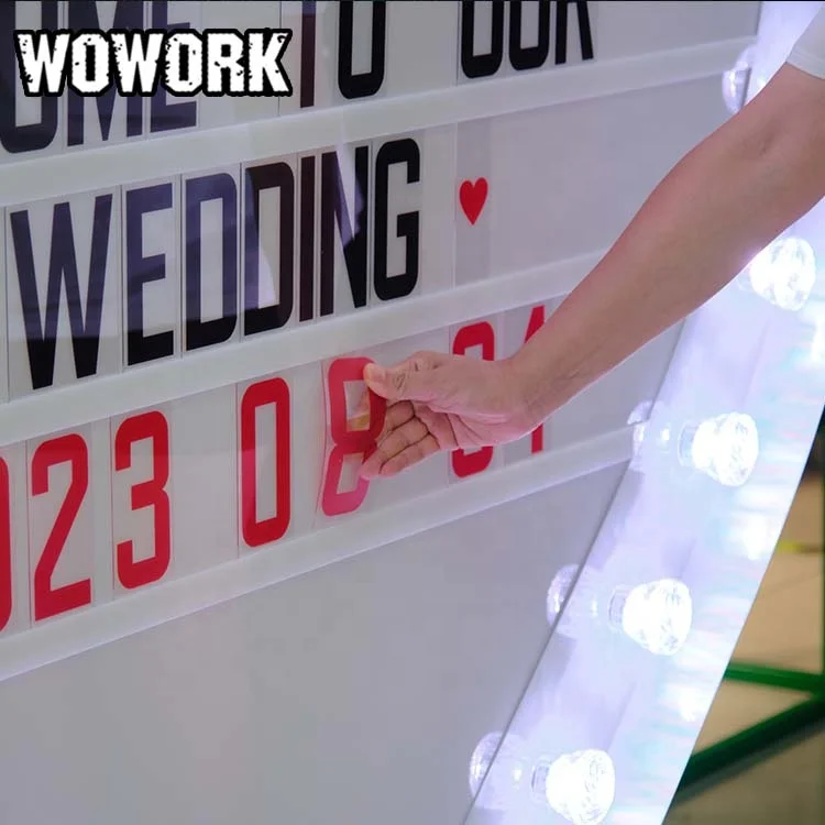 2024 WOWORK наружное светодиодное украшение для свадьбы большой световой короб кинотеатра с 90 буквами алфавита и табличками