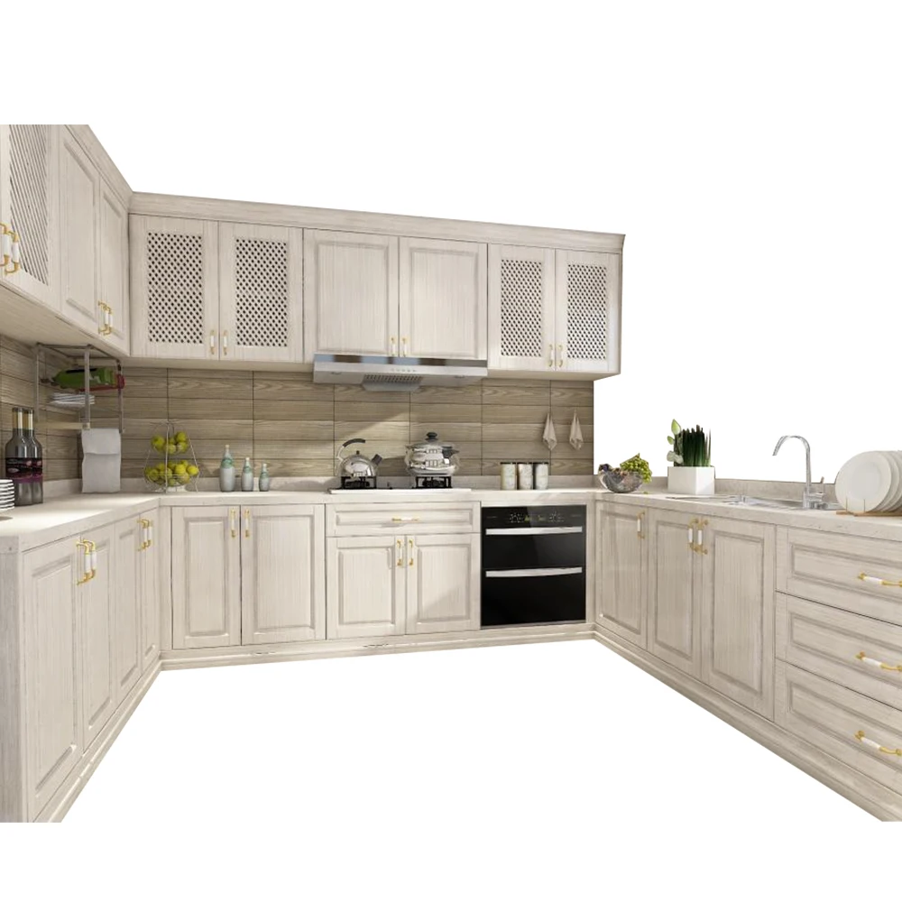 Small PVC Kitchen Set Furniture Modern Designs Kitchen Cabinet Hardware 1 Set Plywood
