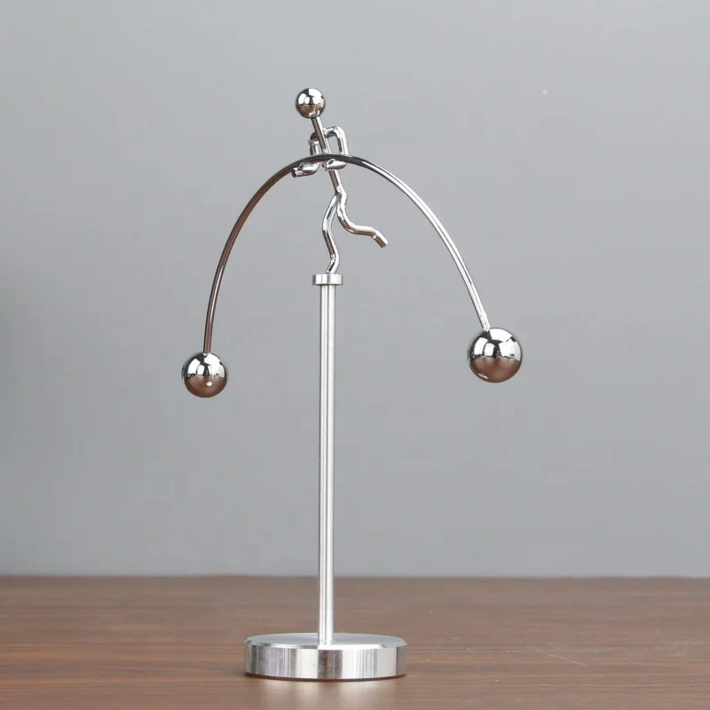 Wholesale Single Leg Weight Lifting Man  Kinetic Art Balance Toy Metal Desktop Balancing Art Physics Toy