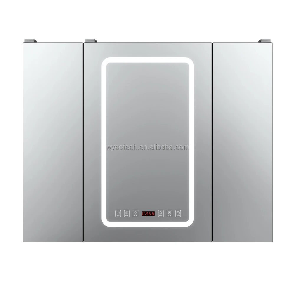 Towel Dry and Disinfection Function Wall Mounted Smart Mirror Cabinet w/h Light Defogging Bathroom Mirror Storage Box Cabinet