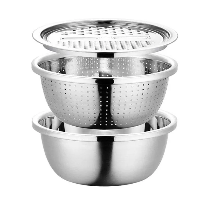 Функциональная большая корзина из нержавеющей стали с тонкой сеткой, Набор чашек для мытья овощей, сетчатый Многофункциональный бассейн из нержавеющей стали