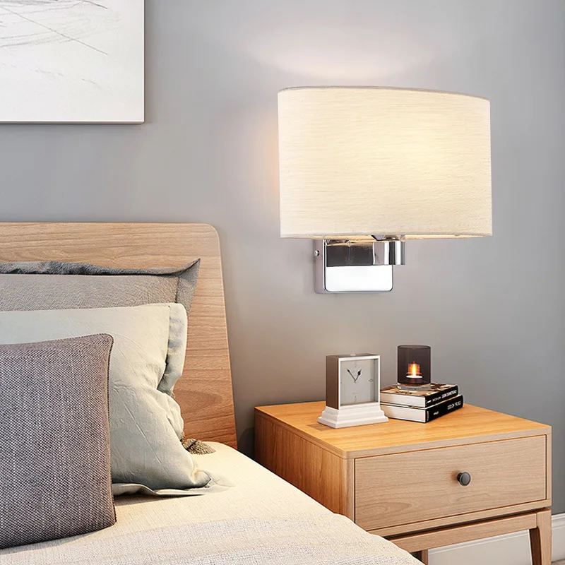 Design Interior Bedside Wall Lights Lamp Creative Decoration Minimalist Line Nordic Gold Fabric Indoor Modern Led Wall Lamps