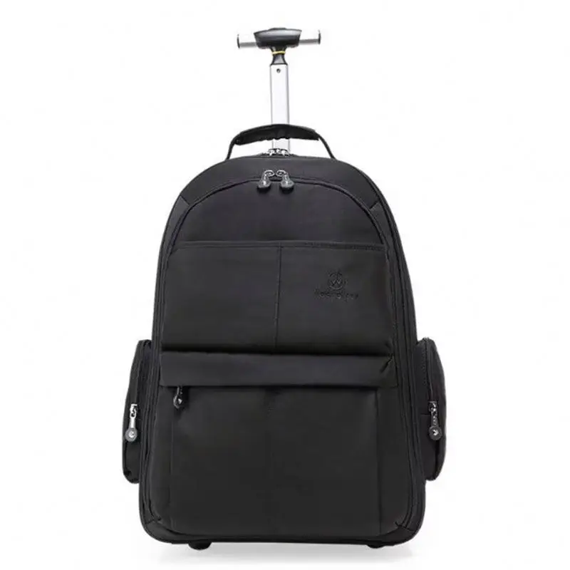 
Pure Color Waterproof Multilayer Trolley Laptop Backpack With Wheels For Travel 