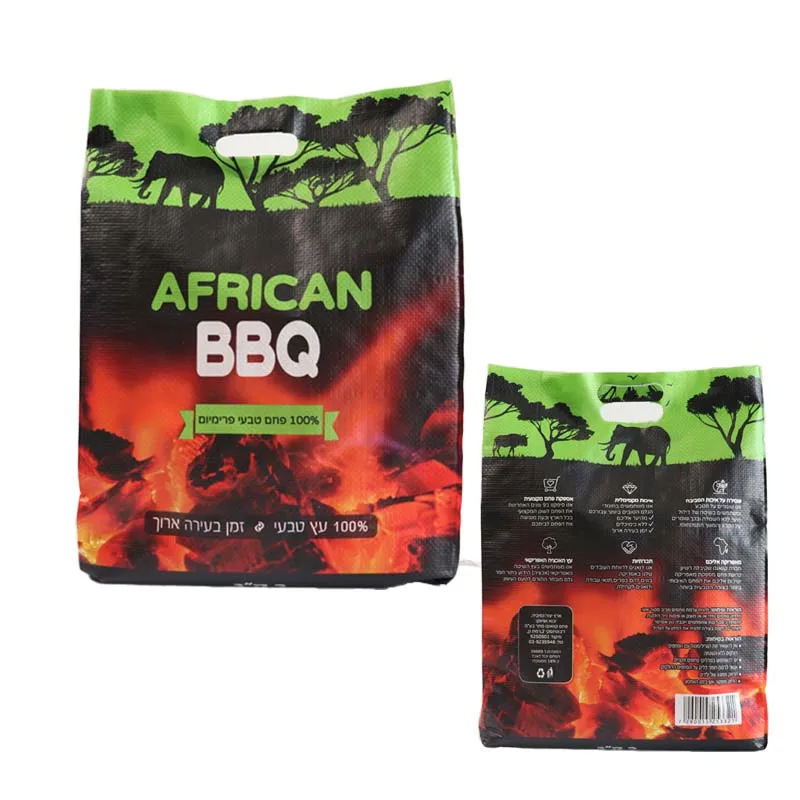 Laminated  3kg bbq charcoal briquettes packaging packing plastic bag of charcoal