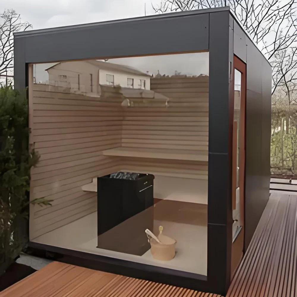 Sauna Factory direct sales outdoor solid wood steam sauna, built-in WIFI controller, Bluetooth speaker, salt brick