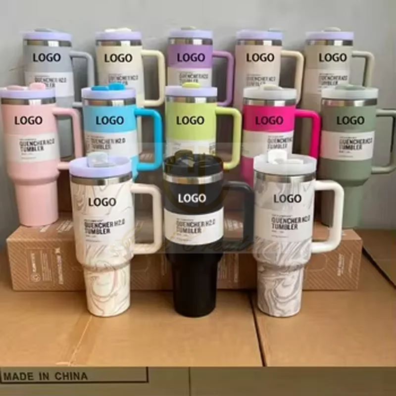 Hot sale 40oz straw tumbler with customized color logo special and gorgeous shape double wall stainless steel cup