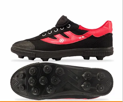 Factory wholesale fashion black running PE OEM custom turf spike training sneakers outdoor indoor soccer sports shoes football