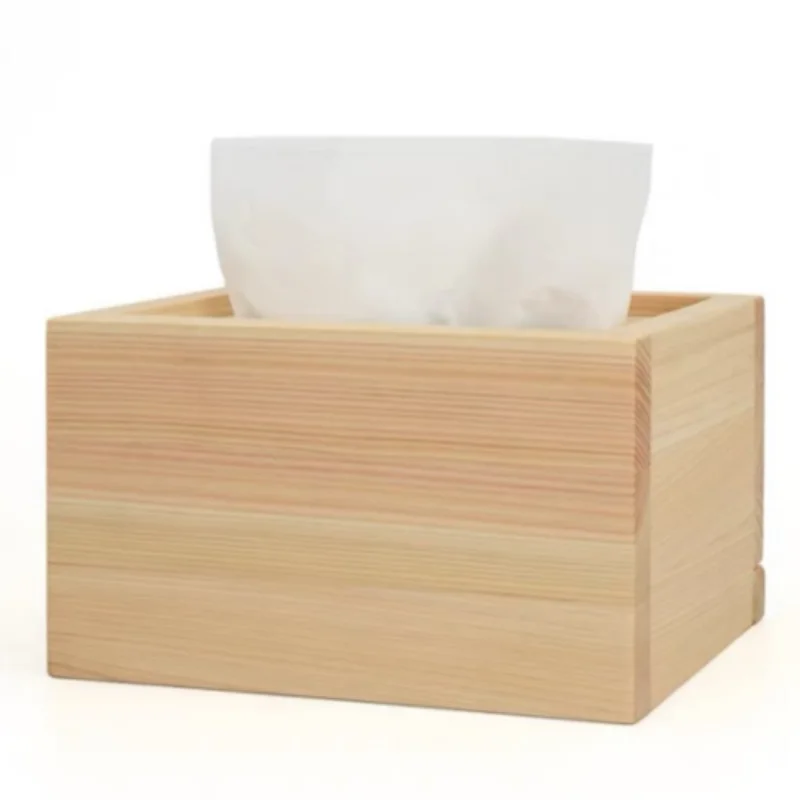 Wholesale Unfinished Natural Color Bamboo Wood Paper Storage Box Organizer Wooden Tissue Box Holder for Kitchen Bathroom