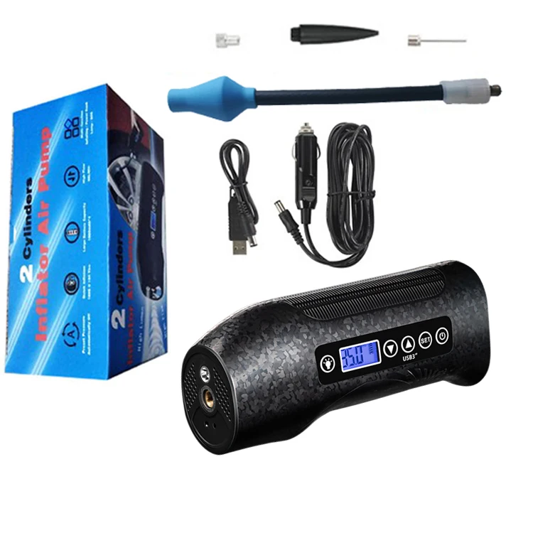 Yijing high flow heavy duty double cylinders wireless electric portable pump car SUV air compressor digital car tire inflator