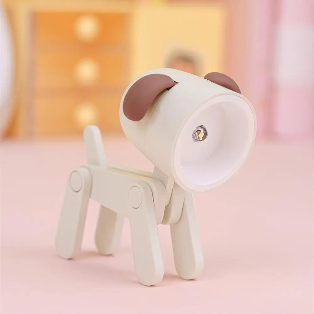 Mini Puppy Table Lamp Cute Head Leg Movable Children Small Gift Night Light Mobile Phone Holder Light