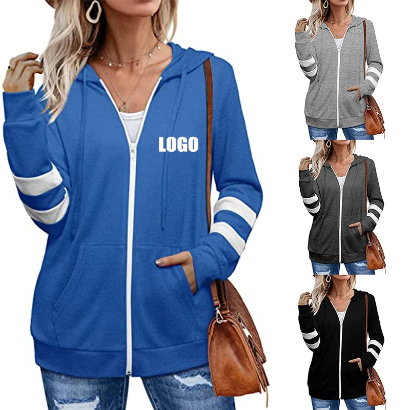 Пуловер женский хлопковый без рисунка, толстовка с капюшоном, оптовая продажа, толстовка с капюшоном на молнии, с вышивкой логотипа на заказ, 2022