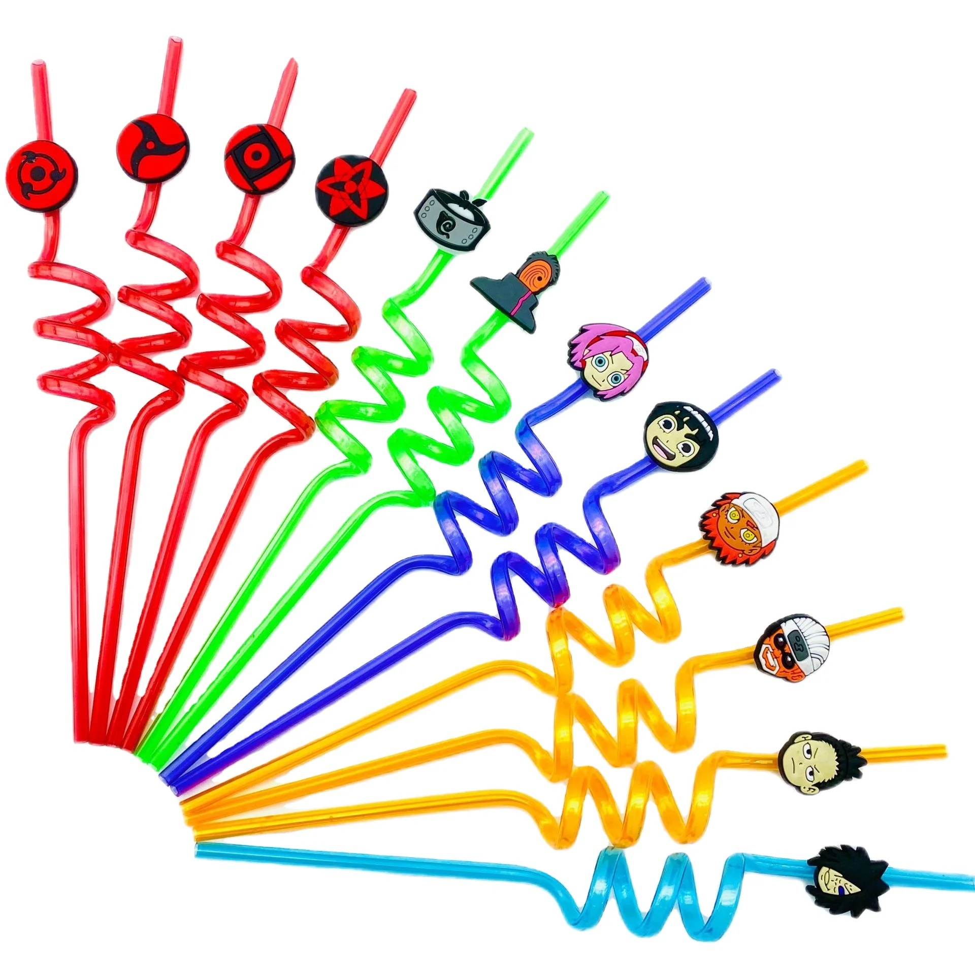 Wholesale Rubber Cute Narutoes  cartoon movies theme straw topper 6-8 mm mold silicone charms for party cute bar accessories