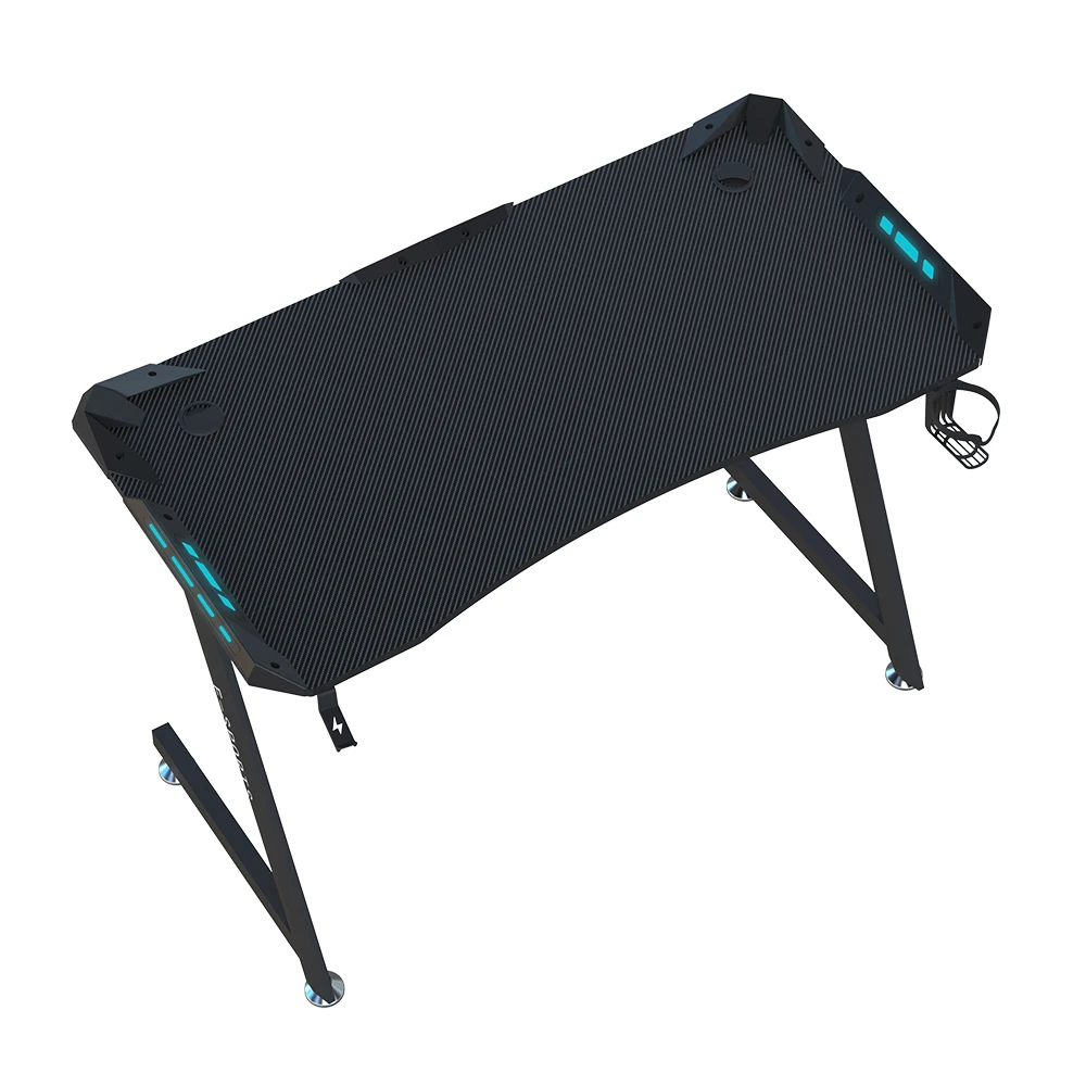 Beisijie Z9 Gaming Table in Carbon Black Color Thick Table RGB Light PC Gamer Used Cup Holder Accessory