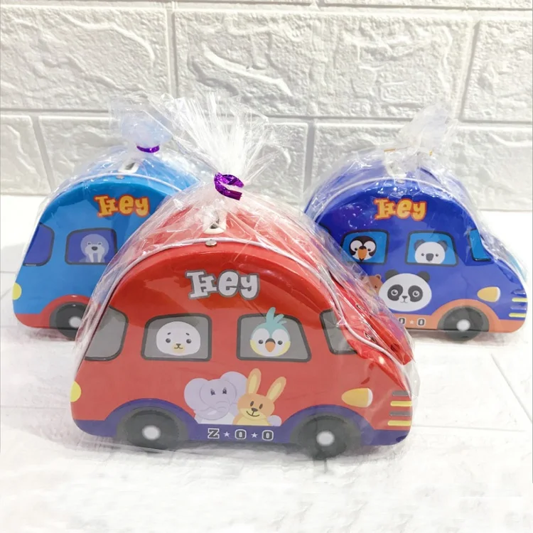 3 a Car Shaped Shaped Toys Piggy Bank Metal Tin Piggy Bank itinbox British Style Cartoon Animal Piggy Gift Box Bank Storage