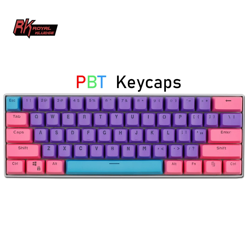 Royal Kludge rk61 custom 61 60% 60 doubleshot keycap set purple gaming pbt keycaps for mechanical keyboard