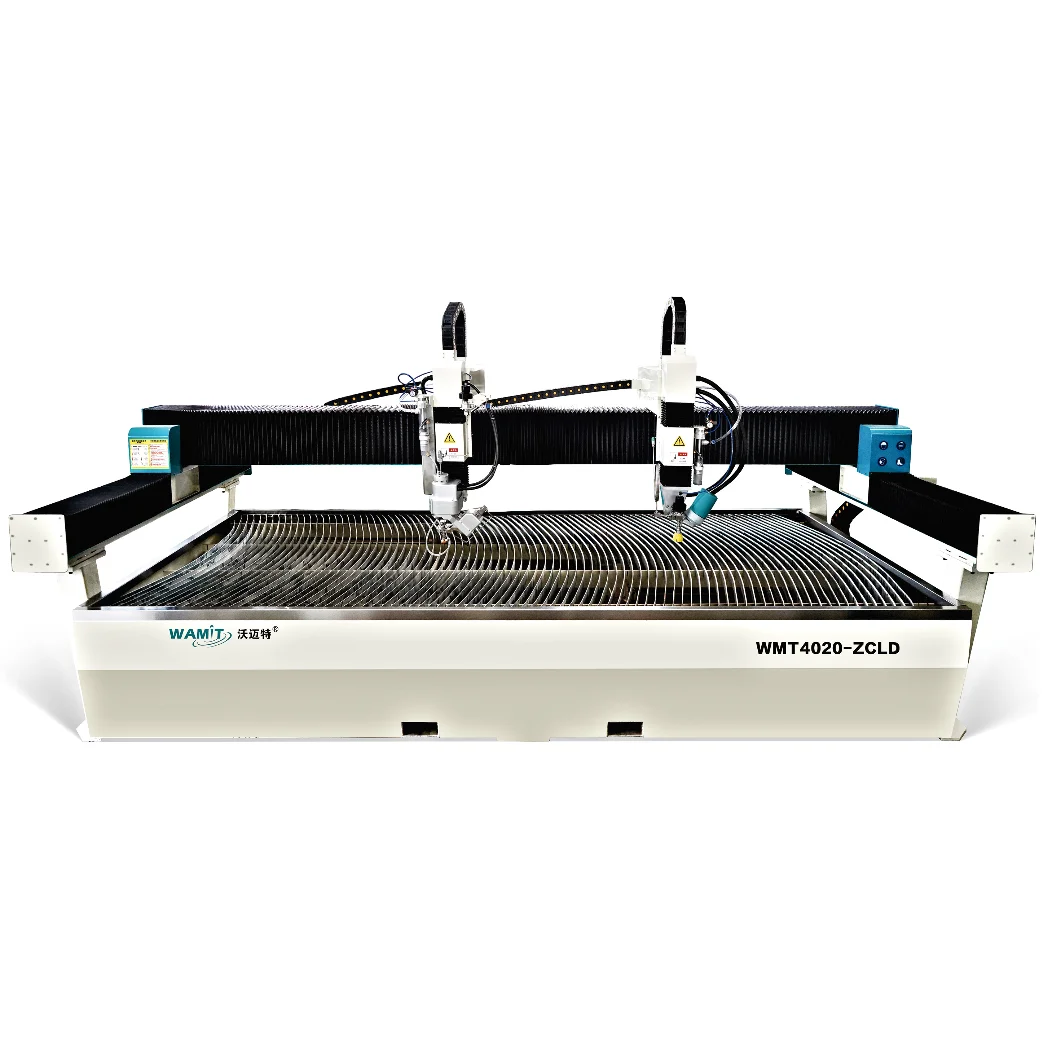 2*4M combine 3 axis head and 5 axis head on one CNC water jet cutting machine for  marble stone and granite tile cutting