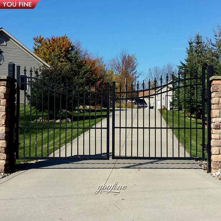 Outdoor Custom Steel Wrought Iron Main Gate Designs for Homes