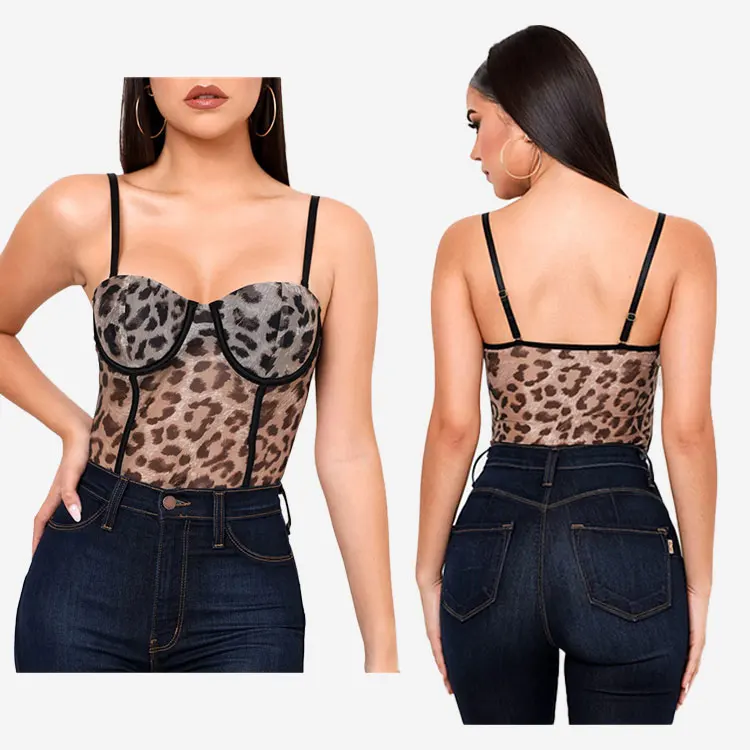 
2021 Hot Sales Fashion leopard Sexy Women push up bra Teddy Bodysuit Corset Jumpsuit Lingerie Underwear 