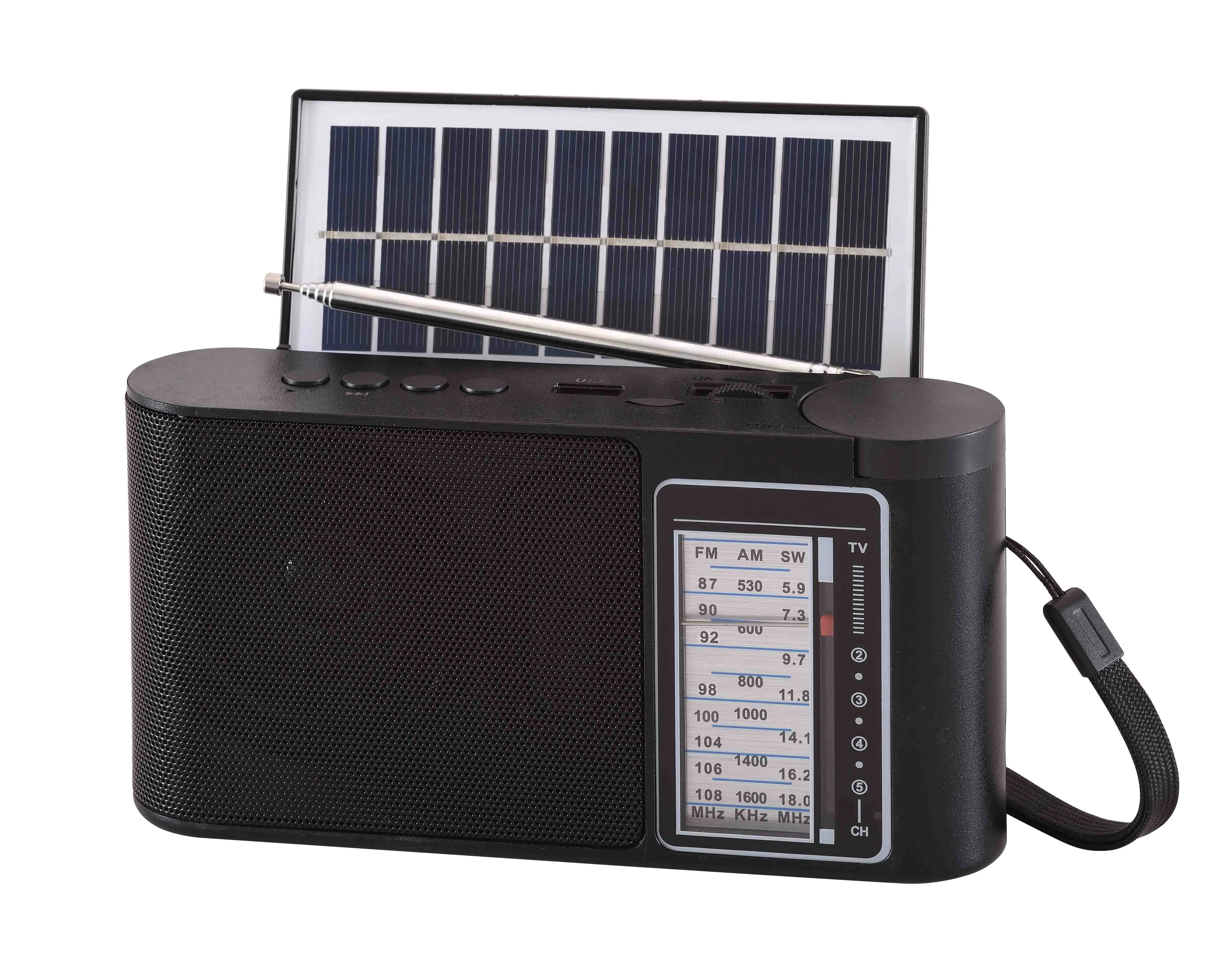 RS-661LS factory radio AM/FM/SW 3 Bands rechargeable music player portable radio with solar panel blue teeth speaker