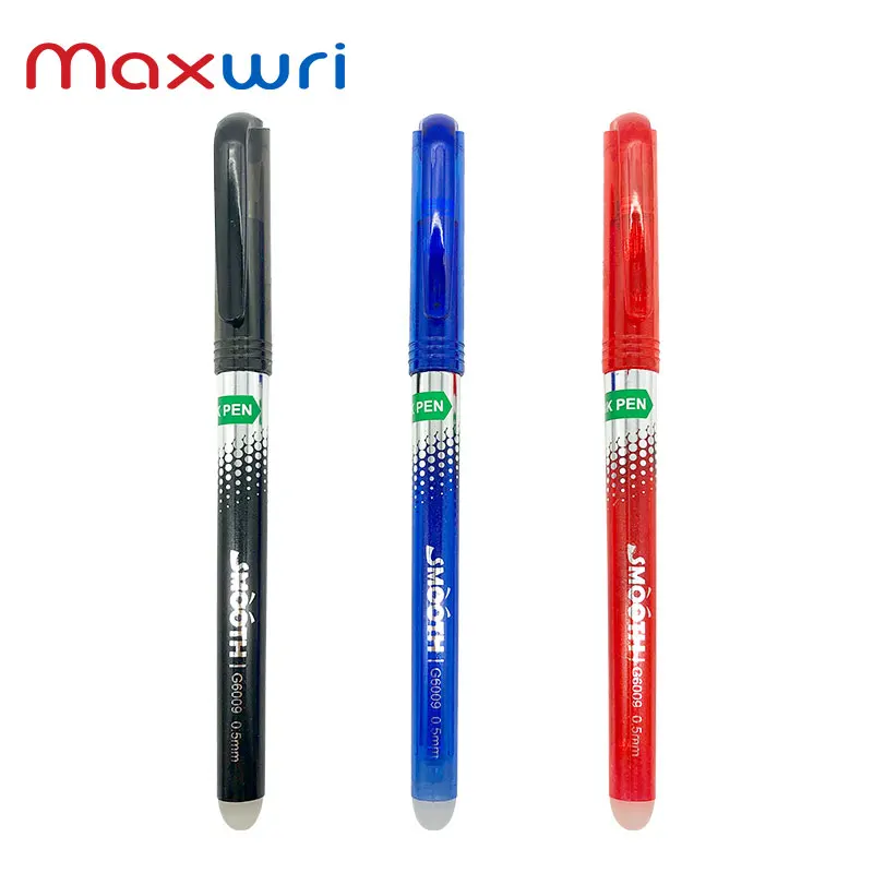 Maxwri Good Quality Ink Refillable Gel Pen Plastic High Temperature Disappear Erasable Gel Ink Pen With Eraser For Office School