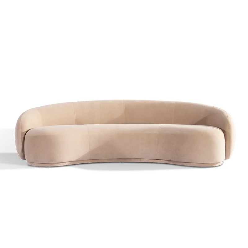 Italian Style Modern Living Room Furniture Curved Shaped Lamb Wool Semicircular Hotel Lobby Fabric Sofa