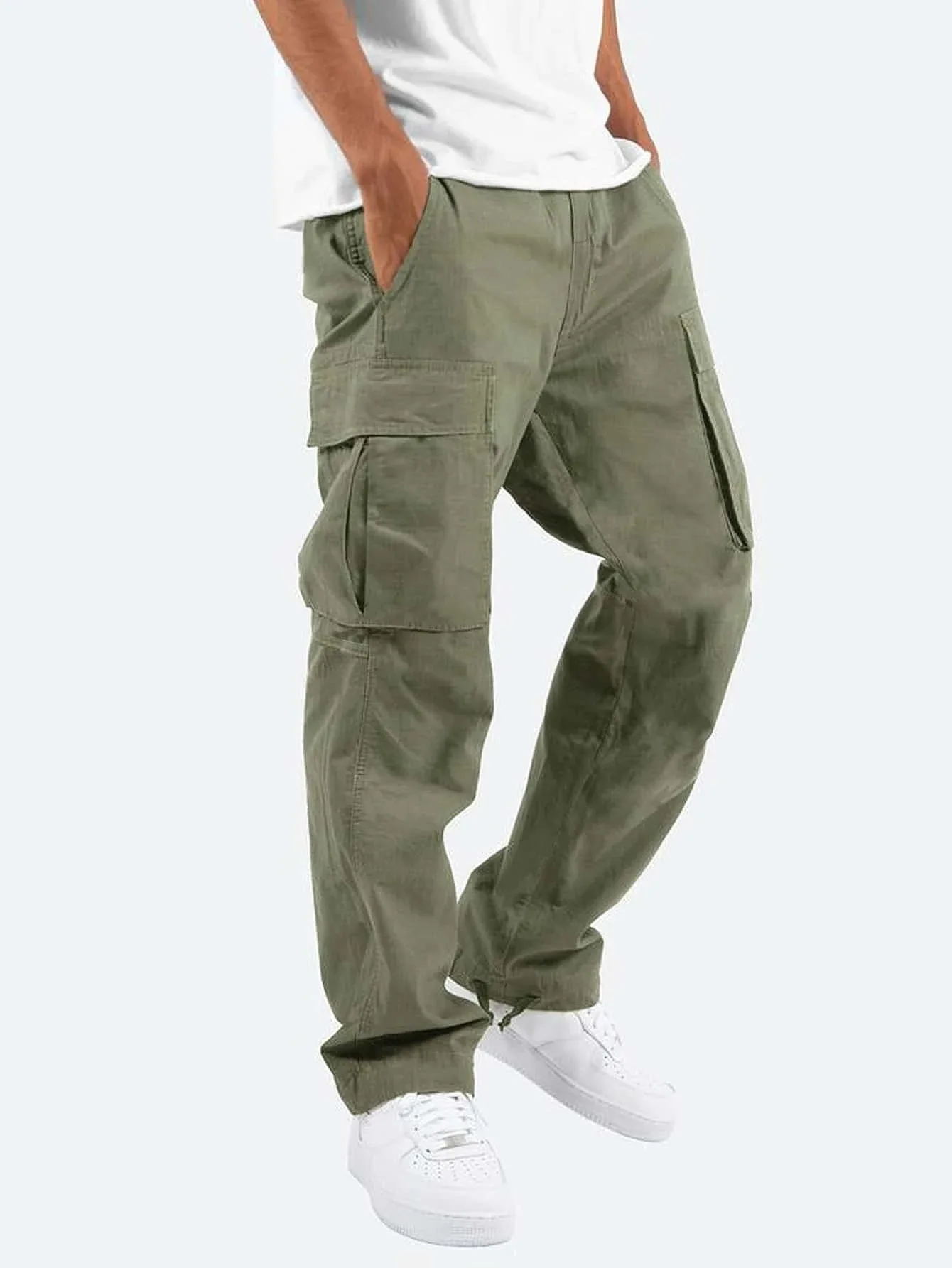 men linen cargo joggers pants