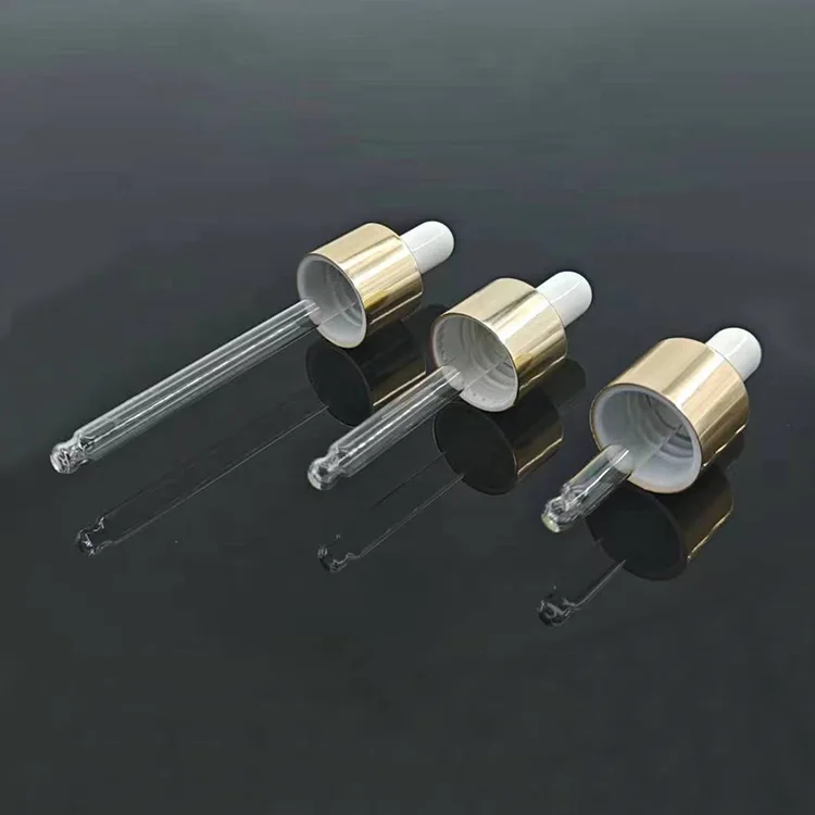 In stock 18/410 20/410 24/410 rose gold aluminium elbow glass pipette dropper cap