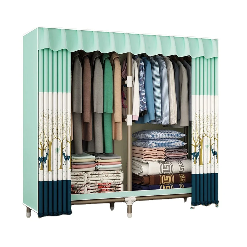 fashionable and simple all-steel frame durable Cloth wardrobe simple bold thickening reinforcement household bedroom rental room