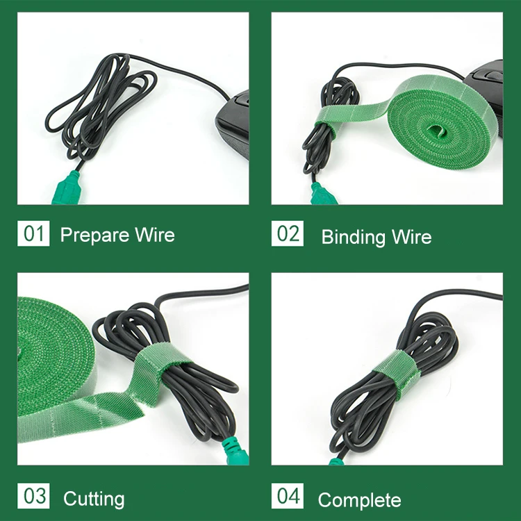 Custom Self Adhesive Tear-able Back To Back Wire Tie Curtain Plant Fixed Binding Hook And Loop Belt