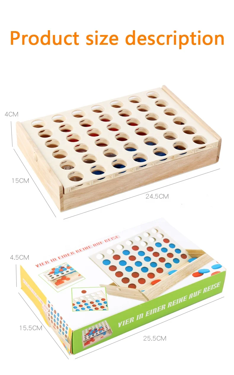 connect four 4 in row board game in wood wooden Early Educational foldable line up 4 game educational montessori toys