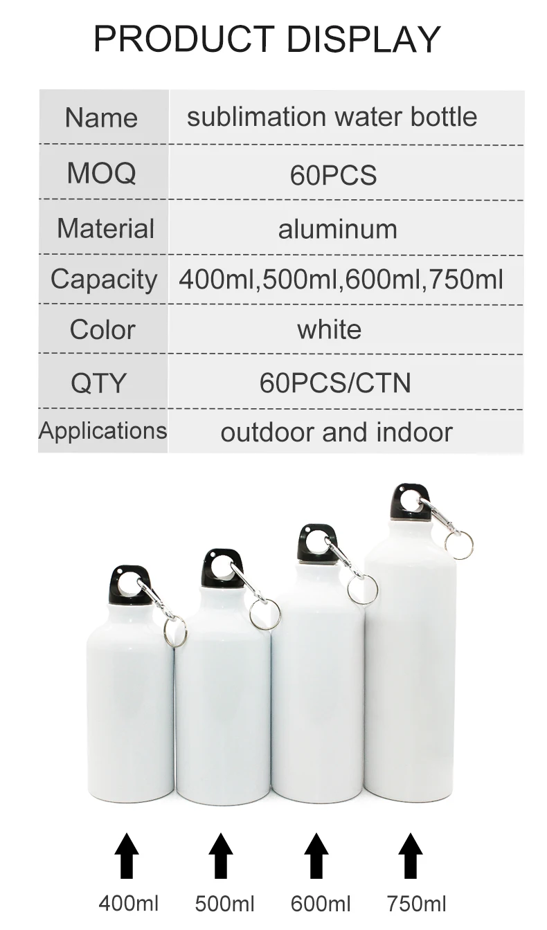 Warehouse Stocked 750ml Aluminum Sublimation Water Bottle Personalized Sublimation Blanks  Aluminum Water Bottles