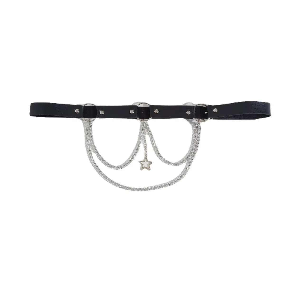 High Quality Durable Using Various Star chain decoration PU belt ladies sexy jeans belt cross-border spot hair