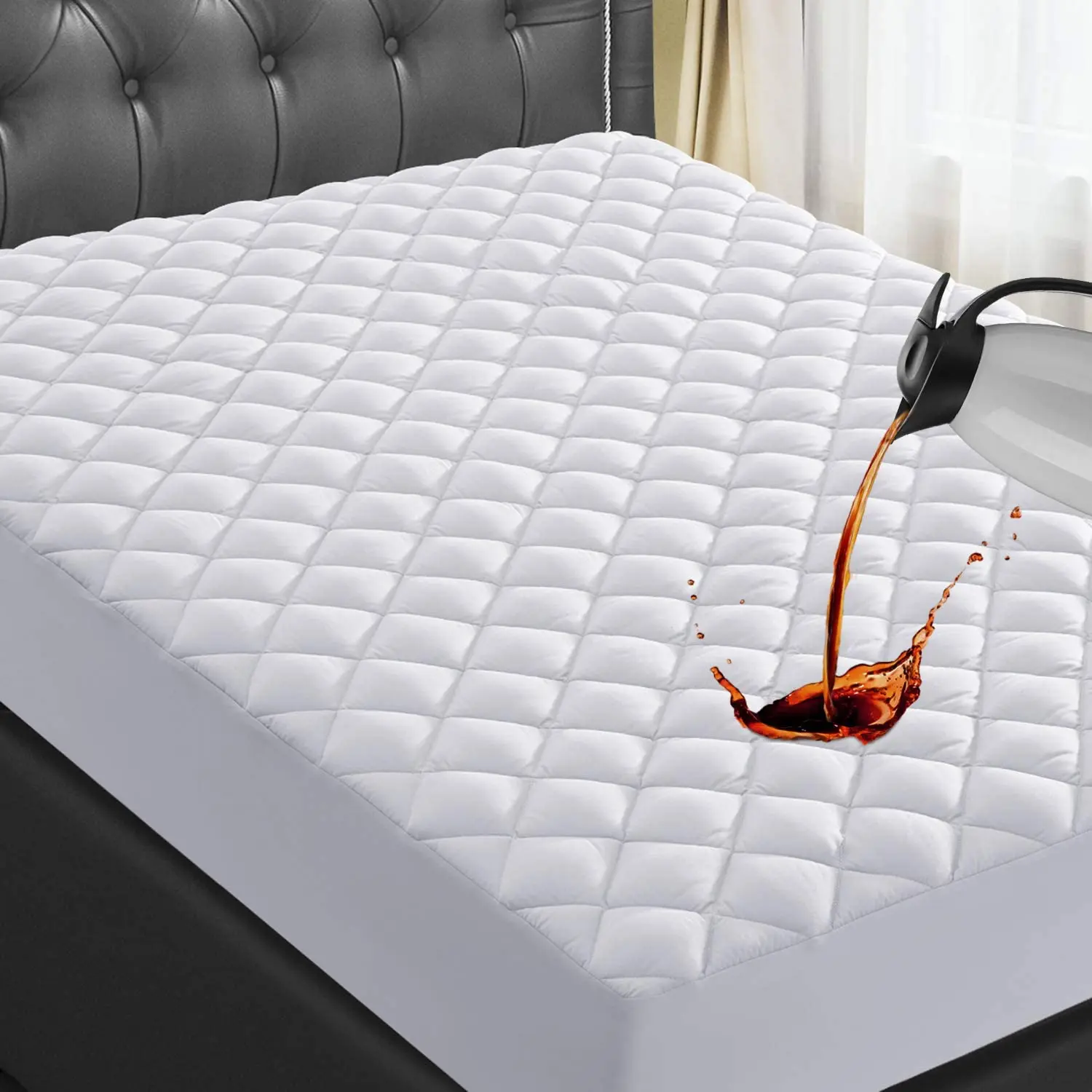 Hypoallergenic polyester Fully Fitted Quilted mattress pad waterproof protector for mattress