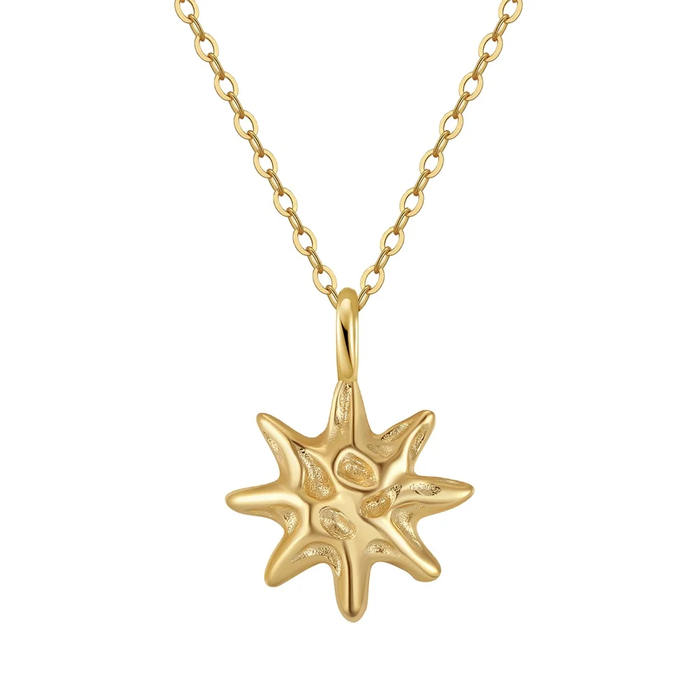 GAN01 Fashion Necklace Jewelry 925 Sterling Silver Star Pendant Necklace 14K Gold Plated Chain Jewelry Women
