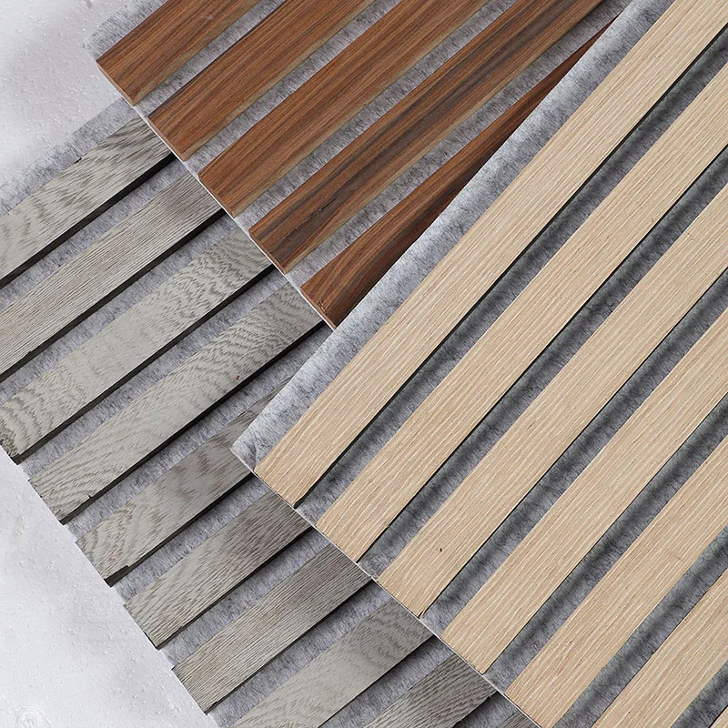Interior Decorative Fiber Proof Pet Veneer Board Soundproof Mdf Slatted Wooden Akupanel Sound Wood Slat Acoustic Wall Panels