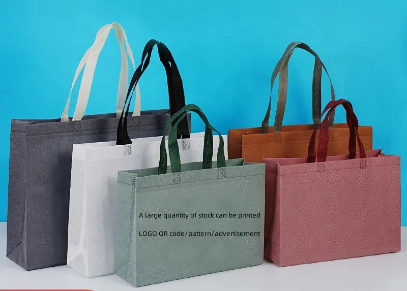 White custom logo with logo printing paper non-woven luxury shopping bag