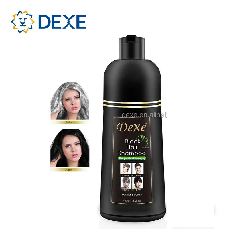 Dexe Wholesale OEM Organic Non Allergic Color Hair Dye Shampoo Fast Grey Hair Coverage Black Hair Shampoo 400ml 420ml 500ml
