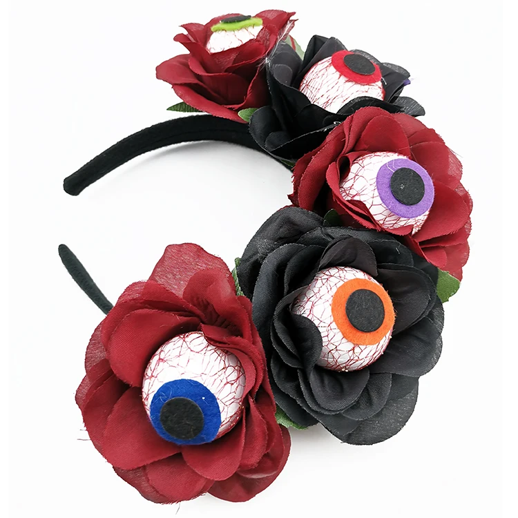black rose headband blood eyes halloween headband novelty hairband with blood eyes and flowers halloween headband with eyes