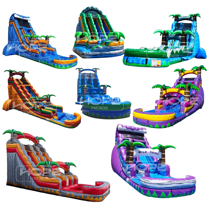Commercial grade party rental light pink bounce-house waterslide pink bounce house wave pool inflatable water slide