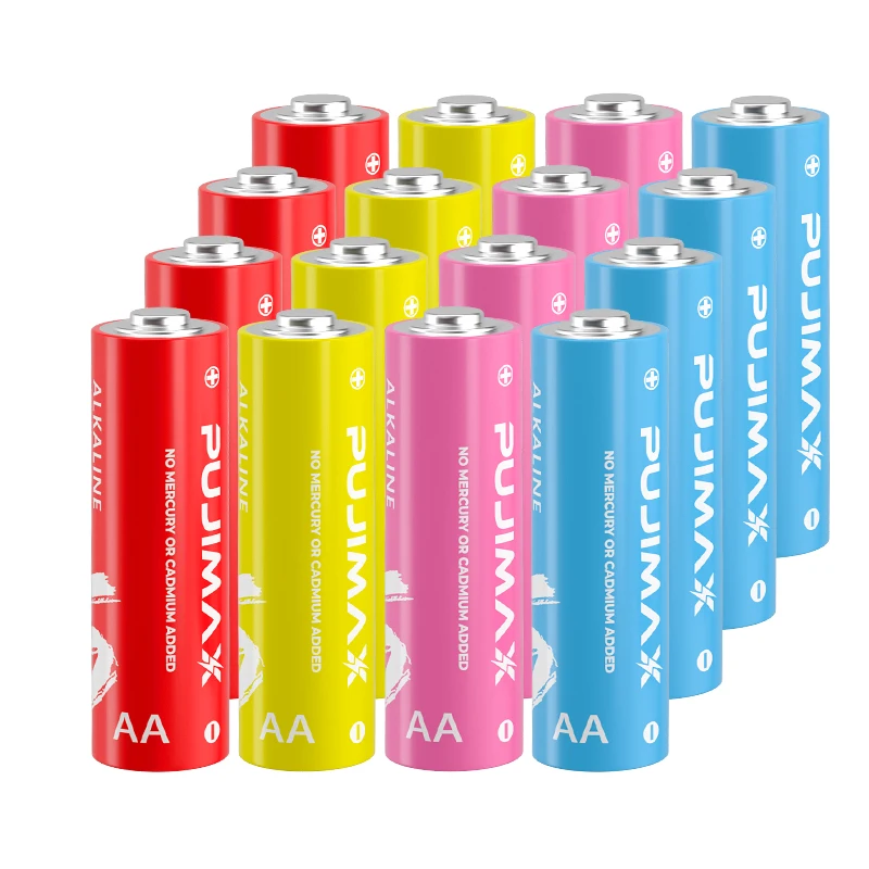 PUJIMAX Hot Selling New Models 16Pcs Alkaline Battery AA LR6 1.5V Not Rechargeable Disposable 1.5V Battery Packs For Toy Cars