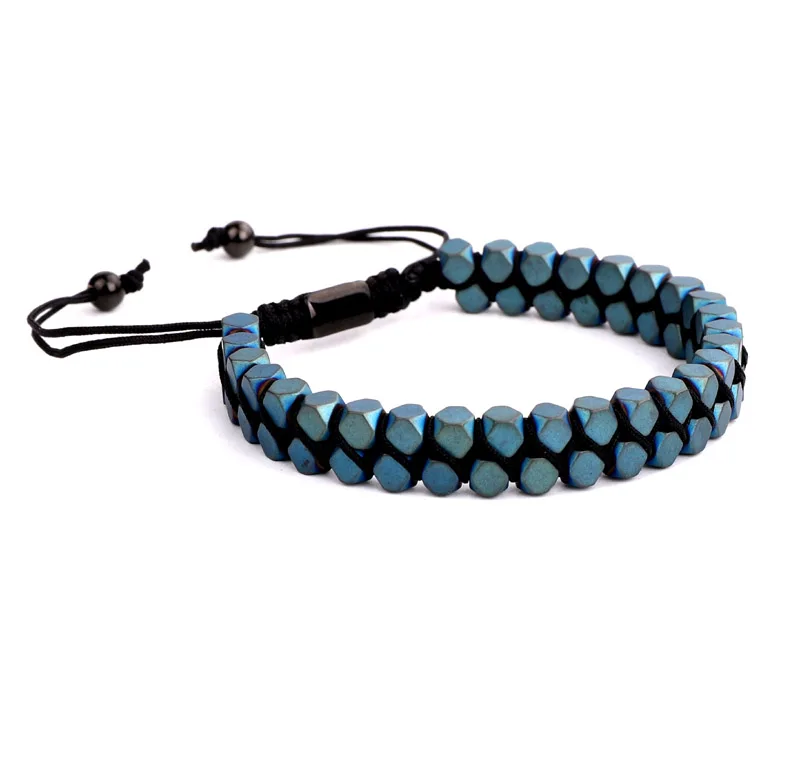 Hot Selling Fashion Jewelry Factory Made Hematite Bead Handmade Braided Macrame Bracelet Women Men