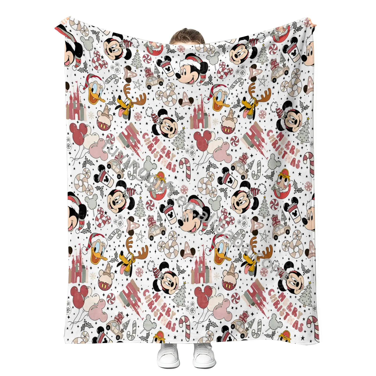 Wholesale Luxury Cartoon Mouse Minky Flannel Blanket Full Size 150 x 200 cm Christmas Blankets Gifts for Family and Friends