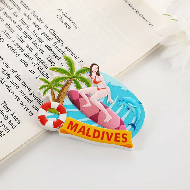 Customised DIY 3D Wholesale maldives sicilia bahamas Tourism Refrigerator magnet Resin World City Fridge Magnet For Souvenir